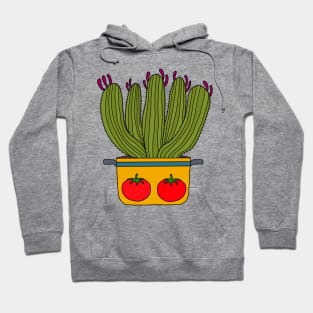 Cute Cactus Design #156: Saguaro Cacti In A Pot With Tomato Design Hoodie